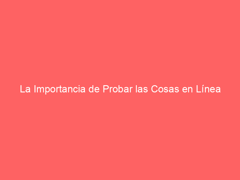 La Importancia de Probar las Cosas en Línea