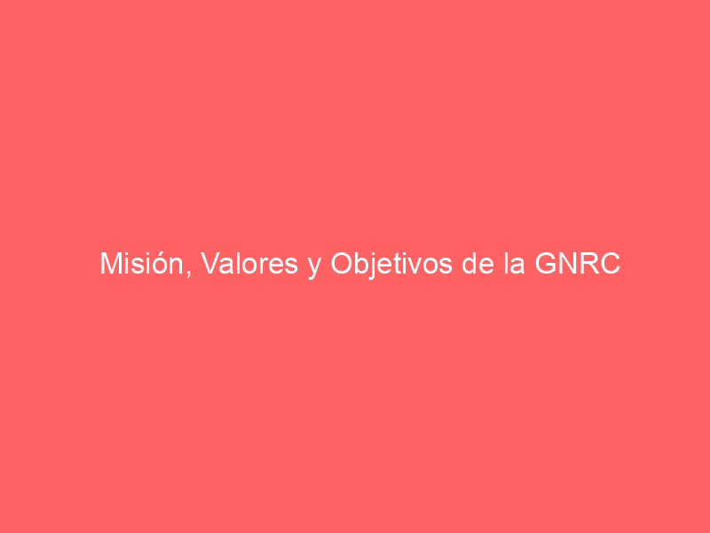 Misión, Valores y Objetivos de la GNRC