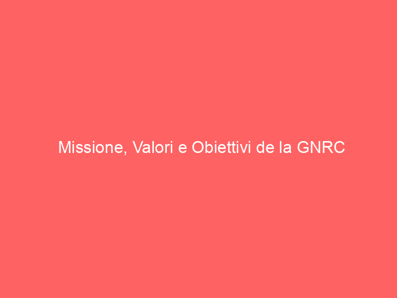 Missione, Valori e Obiettivi de la GNRC